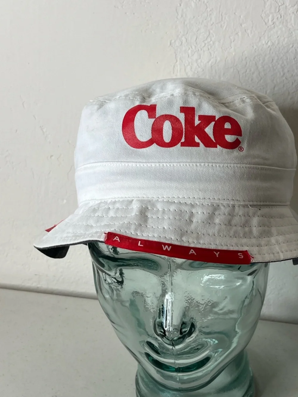 Coca Cola White Bucket Hat with Red Logo